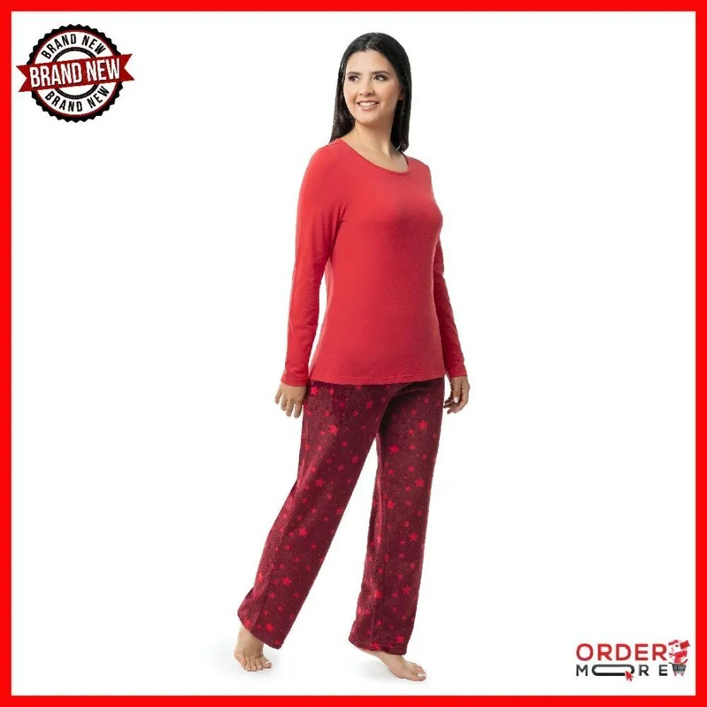 Cozy Fleece Sleep Set Long Sleeve Top & Pants Pajamas